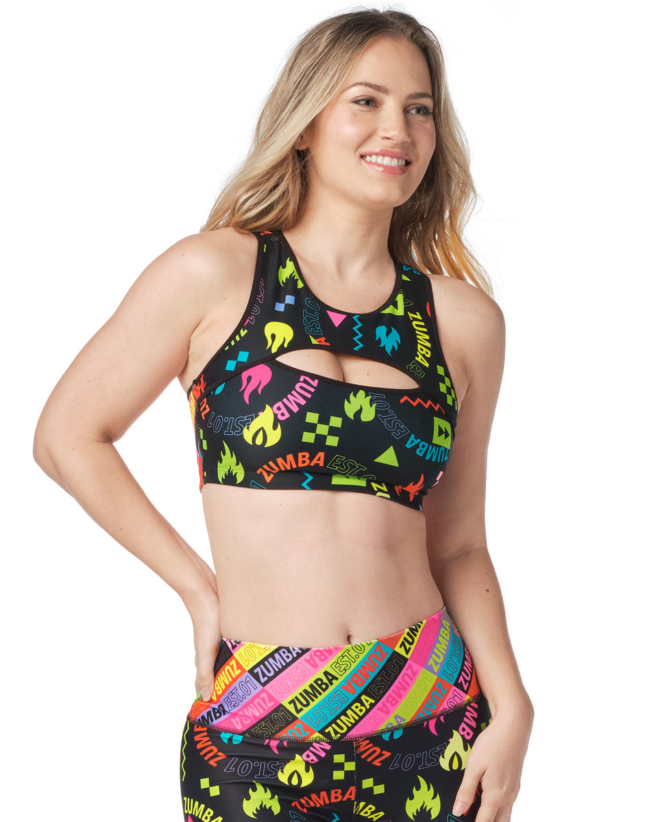 Zumba Printed Keyhole Bra