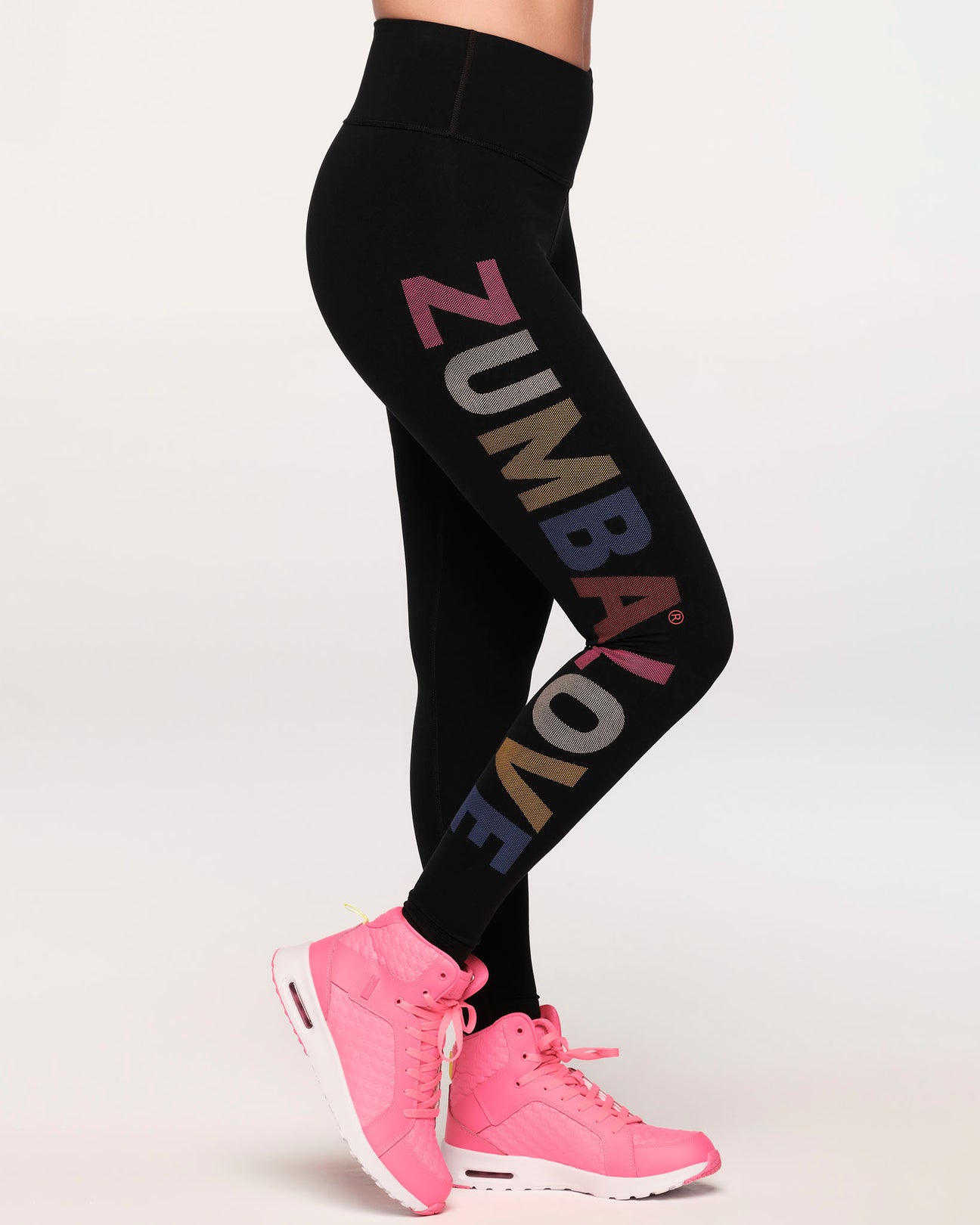 Zumba Now High Waisted Ankle Leggings ~ Bold Black ~ XS S M ~ New