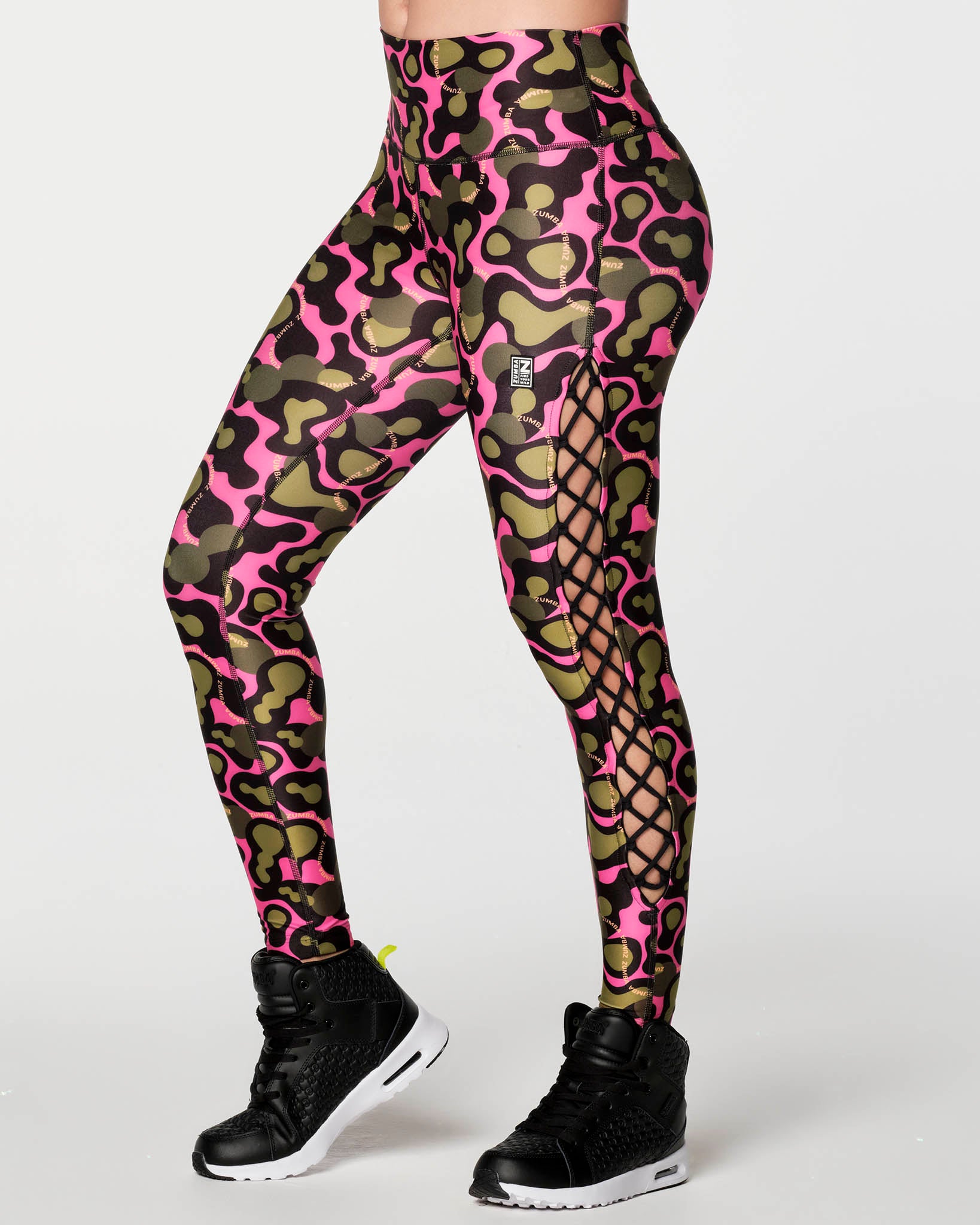 Zumba Wild High Waisted Laced Up Ankle Leggings