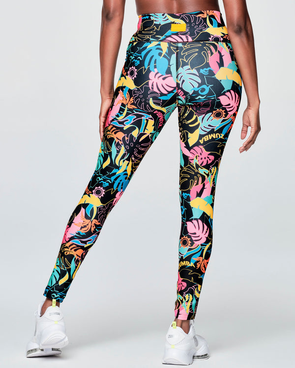 Zumba Palm Party High Waisted Ankle Leggings