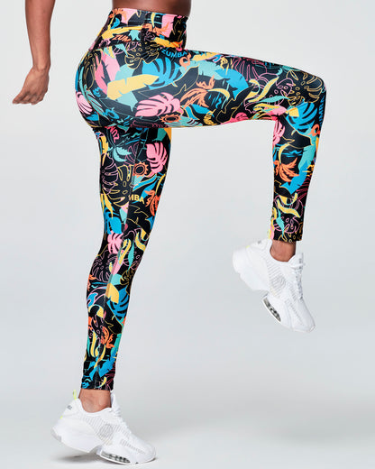 Zumba Palm Party High Waisted Ankle Leggings