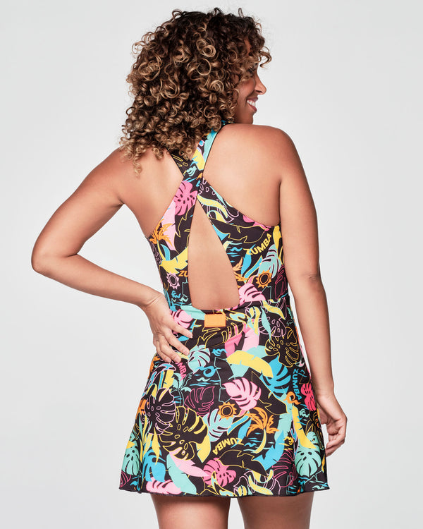 Zumba Palm Party Bodysuit Skort Dress