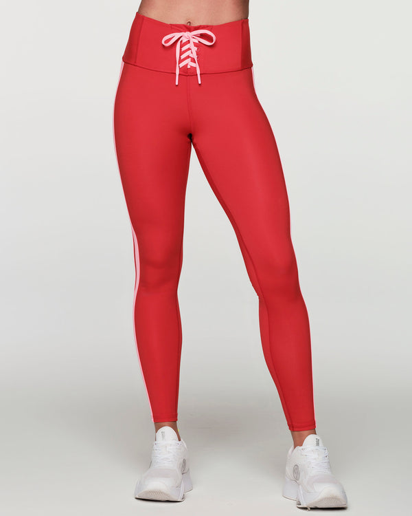 Retro Zumba Laced Up High Waisted Ankle Leggings