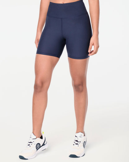 Zumba Prep High Waisted Rib Biker Shorts - Let's Go Indigo