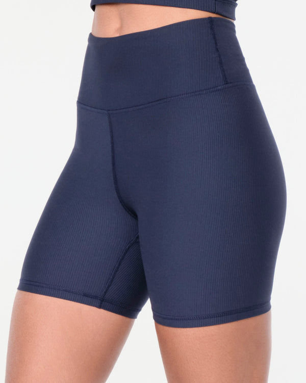 Zumba Prep High Waisted Rib Biker Shorts - Let's Go Indigo