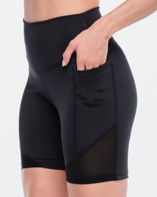 Funscape High Waisted Biker Shorts With Mesh