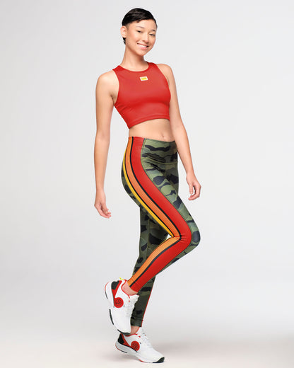 Zumba Explore High Waisted Ankle Leggings With Side Panels - Olive Expedition