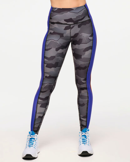 Zumba Explore High Waisted Ankle Leggings With Side Panels - Gray Expedition