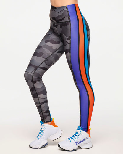 Zumba Explore High Waisted Ankle Leggings With Side Panels - Gray Expedition