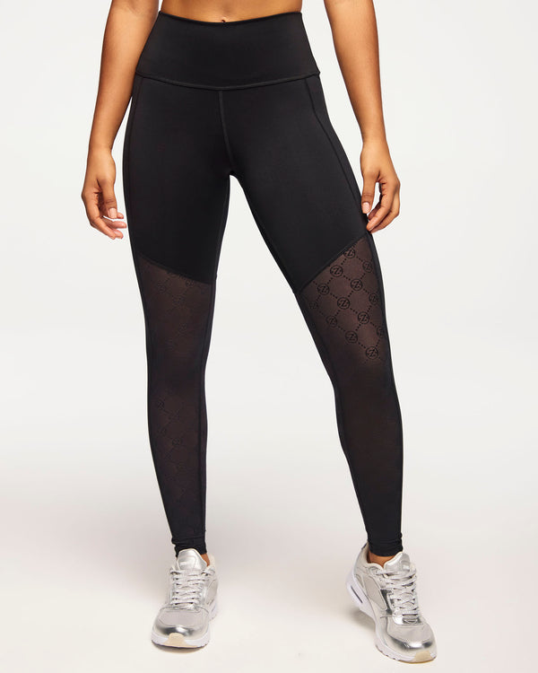 Zumba Runway High Waisted Ankle Leggings With Mesh Inserts