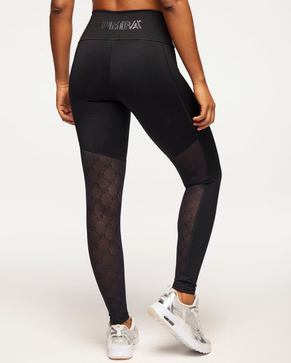 Zumba Runway High Waisted Ankle Leggings With Mesh Inserts