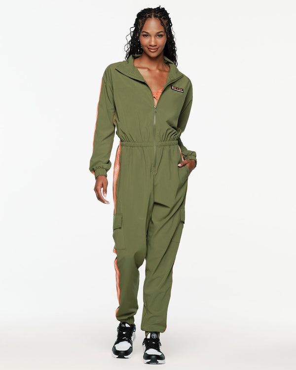 ZW X GW Mock Neck Woven Cargo Jumpsuit