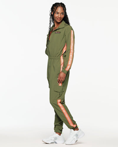 ZW X GW Mock Neck Woven Cargo Jumpsuit