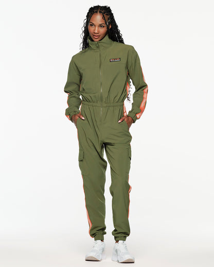 ZW X GW Mock Neck Woven Cargo Jumpsuit