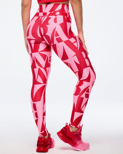 Zumba Haus High Waisted Ankle Leggings - Red/Pink