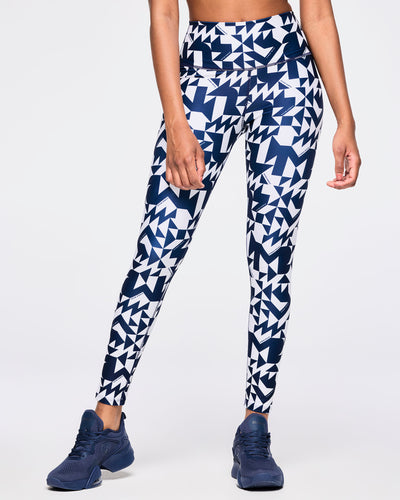 Zumba Out Loud High Waisted Ankle Leggings - Navy/White