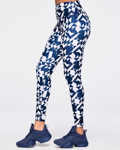 Zumba Out Loud High Waisted Ankle Leggings - Navy/White