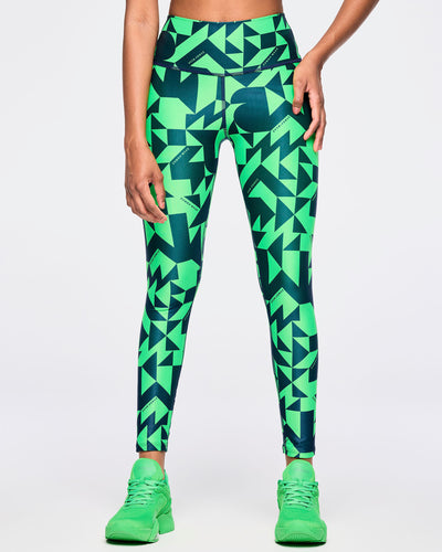 Zumba Out Loud High Waisted Ankle Leggings - Navy/Green