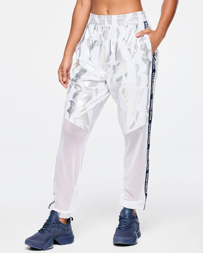 Zumba Out Loud High Waisted Woven Track Pants With Mesh