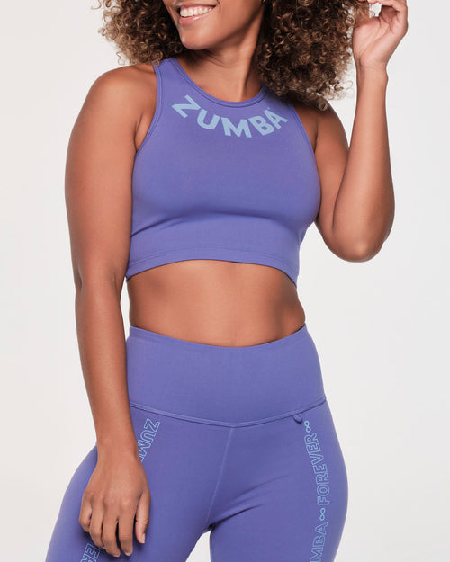 ZUMBA Wear Womens M Top Racerback Activewear Workout Black Purple Logo 28J