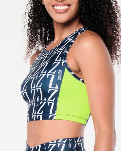 Zumba Prep High Neck Crop Tank - Caution