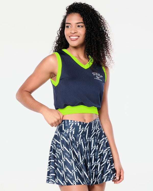 Zumba Prep Crop Sweatshirt Vest - Let's Go Indigo