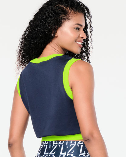 Zumba Prep Crop Sweatshirt Vest - Let's Go Indigo