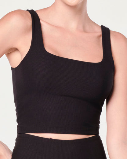 Zumba Prep Crop Tank With Shelf Bra - Bold Black