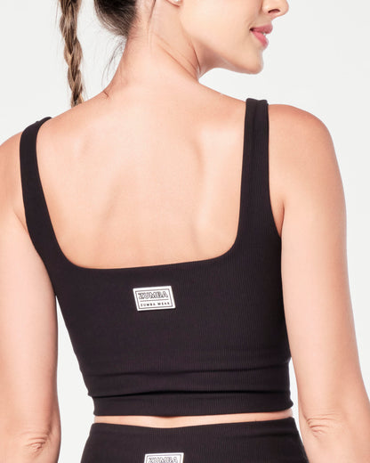 Zumba Prep Crop Tank With Shelf Bra - Bold Black