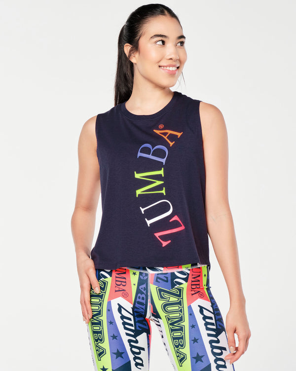 Zumba Prep Loose Muscle Tank - Let's Go Indigo