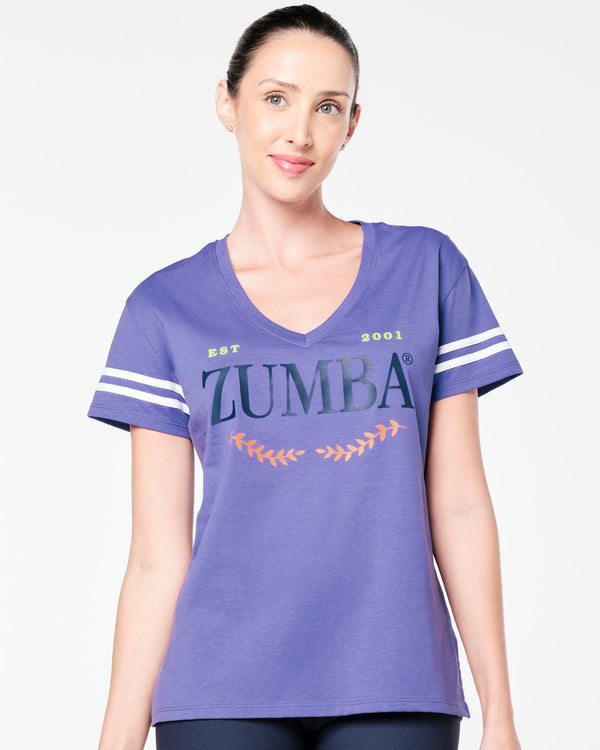 Zumba Prep Loose Fit V-Neck Top - Periwinkle