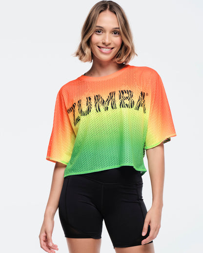 Funscape Boxy Dolman Crop Top - Orange