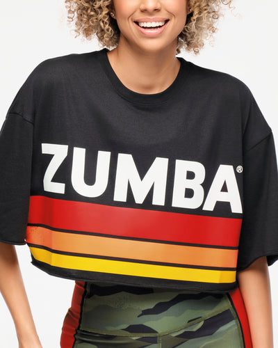 Zumba Explore Boxy Ultra Crop Top - Bold Black