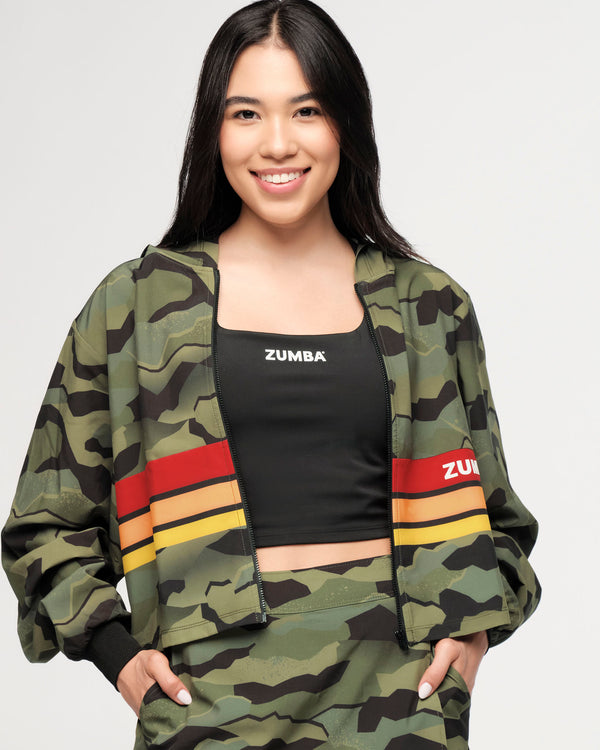 Zumba Explore Crop Woven Zip-Up Hoodie