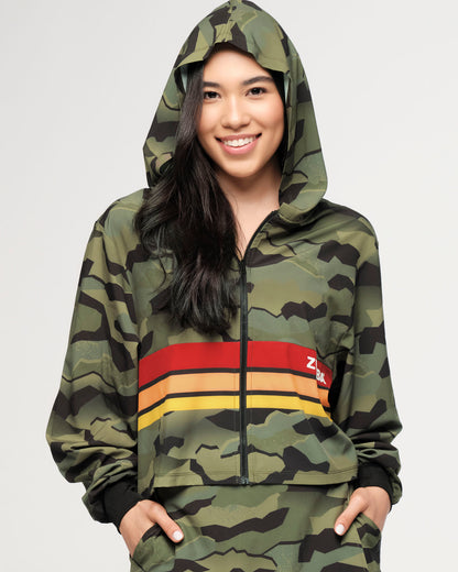 Zumba Explore Crop Woven Zip-Up Hoodie