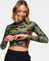 Zumba Explore Long Sleeve Crew Neck Top - Olive Expedition