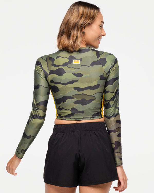 Zumba Explore Long Sleeve Crew Neck Top - Olive Expedition