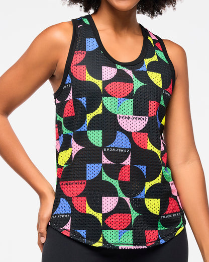 Zumba Haus Basketball Mesh Tank With Curved Hem