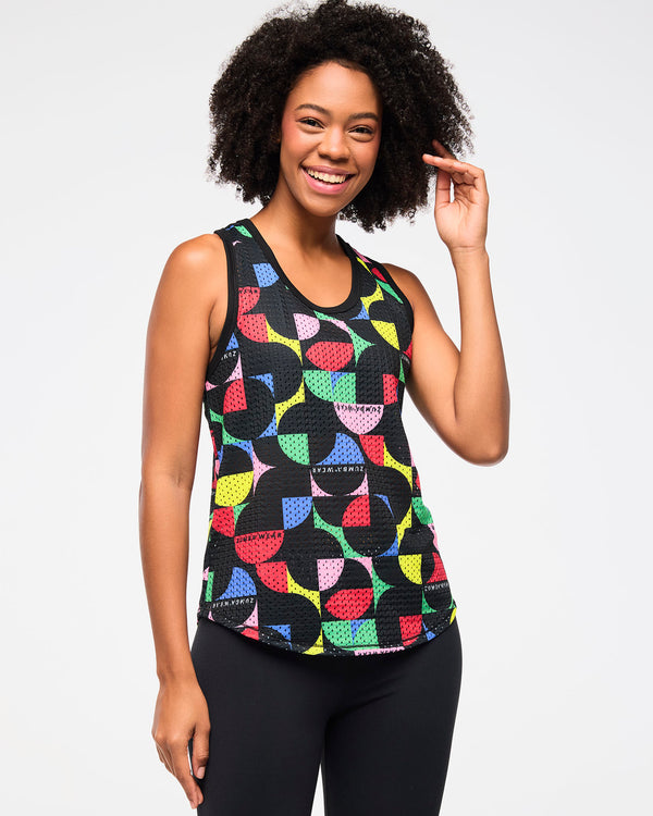 Zumba Haus Basketball Mesh Tank With Curved Hem