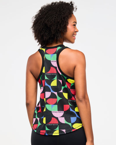 Zumba Haus Basketball Mesh Tank With Curved Hem