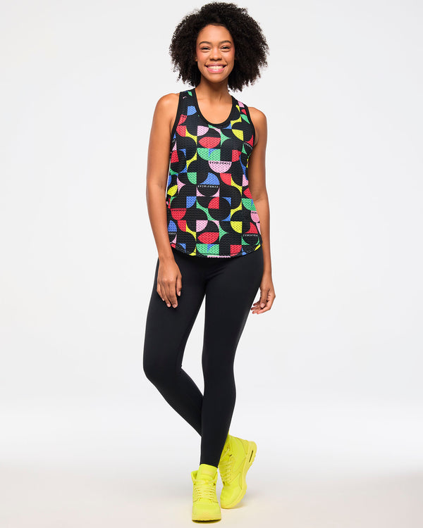 Zumba Haus Basketball Mesh Tank With Curved Hem