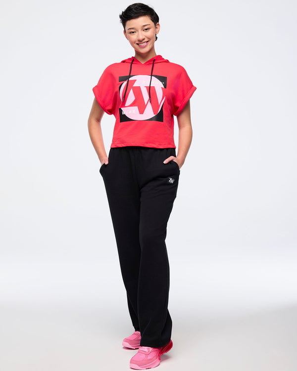 Zumba Haus Short Sleeve Crop Pullover Hoodie