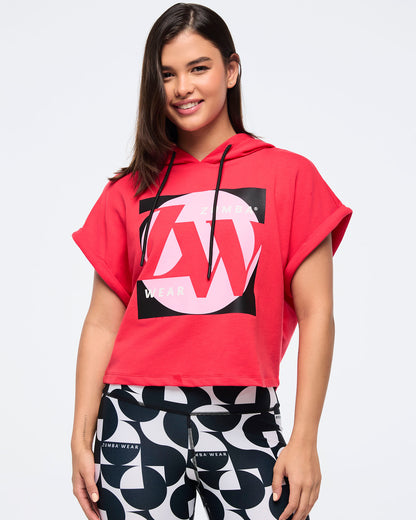 Zumba Haus Short Sleeve Crop Pullover Hoodie