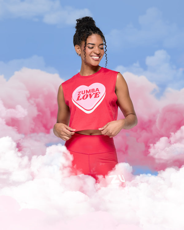 Zumba Love Crew Neck Muscle Crop Tank