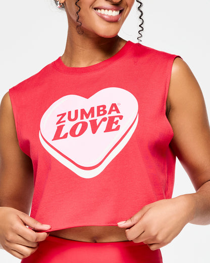 Zumba Love Crew Neck Muscle Crop Tank