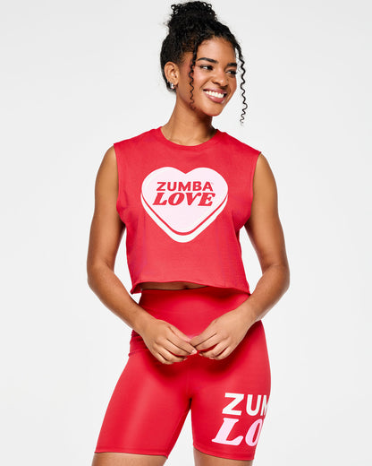 Zumba Love Crew Neck Muscle Crop Tank