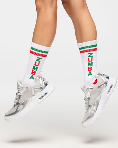 Zumba Holiday High Socks - White