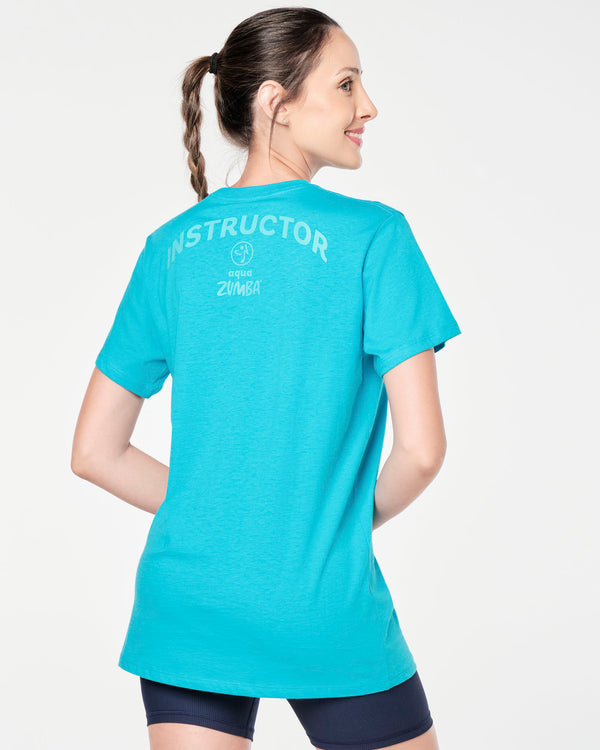 Aqua Zumba Crew Neck Tee - Aqua Blue