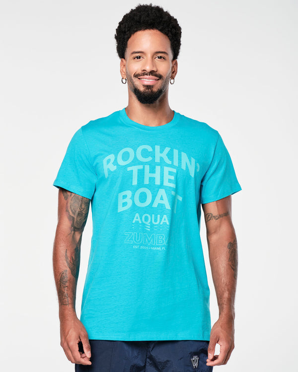 Aqua Zumba Crew Neck Tee - Aqua Blue