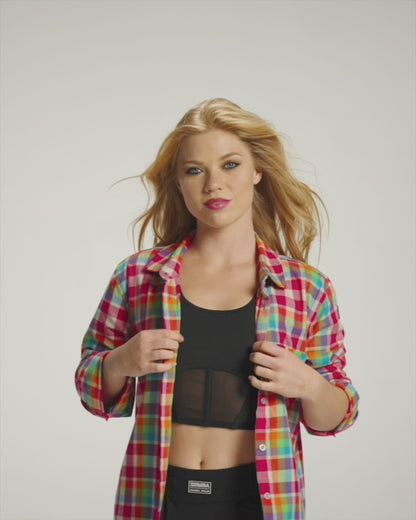 Zumba Plaid Pop Button Down